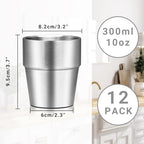 Metal Cup, 10 oz Insulated Tumbler, 12 Pack Double Wall Unbreakable Stackable Water Tumblers Insulated Stainless Steel Cups Premium Drinking Glasses for Travel Camping Home Outdoor - Image 2