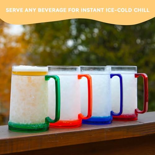 Lily's Home Freezer Beer Mugs - Set of 4 Freezable Gel-Filled 16 oz BPA-Free Acrylic Frozen Mugs for Outdoor Entertaining and Gifting - Image 5