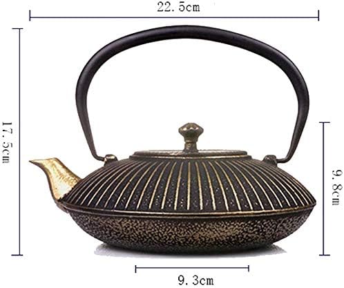 1100ml Flat Japanese Cast Iron Teapots Tetsubin Tea Kettle With Stainless Steel Infuser/Strainer Set, Anti Rust Enameled Interior - Image 3