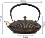 1100ml Flat Japanese Cast Iron Teapots Tetsubin Tea Kettle With Stainless Steel Infuser/Strainer Set, Anti Rust Enameled Interior - Image 3