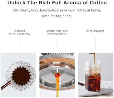 Pour Over Coffee Dripper Drip Coffee Pour Over Maker Resuable Blossom Cone Funnel Stainless Steel Metal Coffee Filter for Travel, Camping, Office, Home, Coffee Maker Brew (Deep Gray) - Image 5