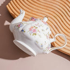 Small Ceramic Floral Teapot，22oz Tea Pot with Infuser for Blooming and Loose Tea, Coffee，milk (Little flowers, With tea strainer) - Image 6