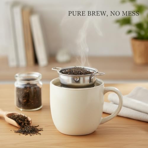 Stainless Steel Tea Infuser for Loose Leaf - Fine Mesh Strainer Fits Mugs & Cups (1.5-1.77 Inch Diameter) - Image 2