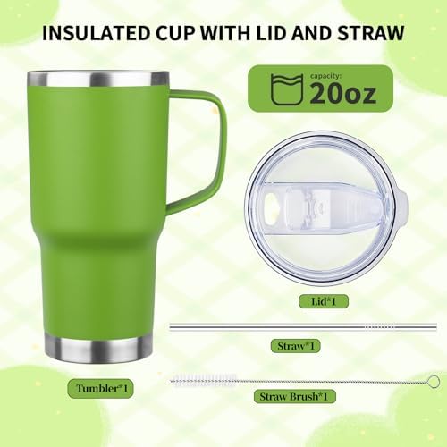 20oz Insulated Tumbler with Handle Stainless Steel Travel Coffee Mug with Lid and Straw Double Wall Vacuum Leak-proof Reusable Thermal Water Cup for Hot and Cold Drinks (Multicolor-8,6 Pack) - Image 6