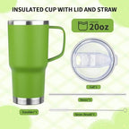 20oz Insulated Tumbler with Handle Stainless Steel Travel Coffee Mug with Lid and Straw Double Wall Vacuum Leak-proof Reusable Thermal Water Cup for Hot and Cold Drinks (Multicolor-8,6 Pack) - Image 6