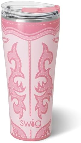 Swig Life 32oz Insulated Tumbler with Lid, Boot Scootin' Pink by SwigLife