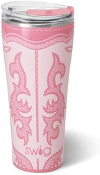 Swig Life 32oz Insulated Tumbler with Lid, Boot Scootin' Pink by SwigLife