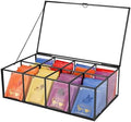 REDHUGO Glass Tea Bag Organizer, 8-Compartment Tea Storage Box, Black by REDHUGO
