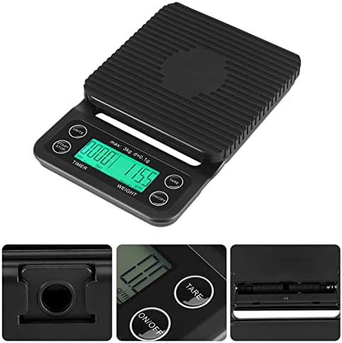 3KG/0 1g Electronic LCD Digital Kitchen Food Scale Drip Coffee Weighing with Timer, Drip Coffee Scale, High for accurate Pour Over Drip coffee Scale with Back Lit LCD Display(Green), Drip Coffee S - Image 3