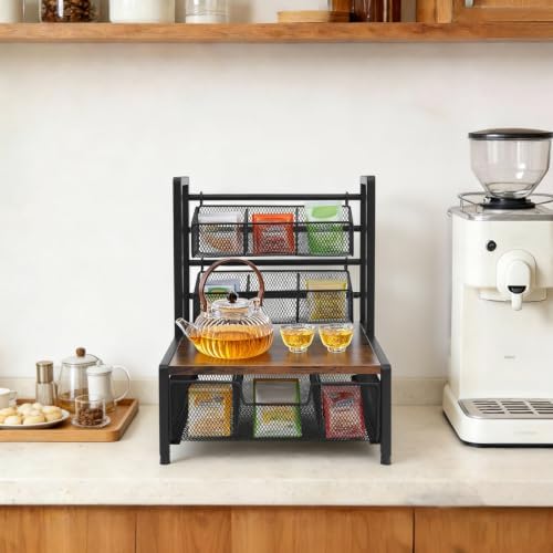 Tea Bag Organizer 3-Tier Drawer Wire Baskets for Coffee Pods Spices - Image 6