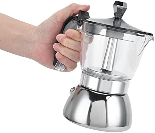 plplaaoo Moka Pot Stovetop Espresso Coffee Maker, 200 ml, Stainless Steel, Modern Style, Transparent Upper Pot - Image 6