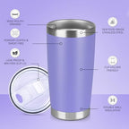 20 oz Tumbler Stainless Steel Tumblers Bulk with Lid Double Wall Insulated Coffee Tumbler Cups for Hot & Cold Drinks Powder Coated Travel Coffee Tumbler Mug Metal (Lavender, 12 pack) - Image 2