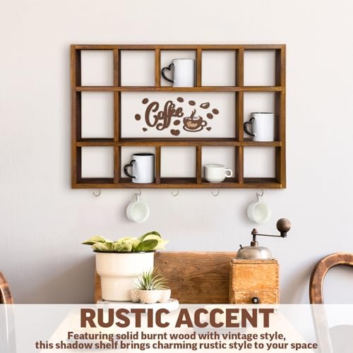 Cinnvoice Oversize Coffee Mug Display Shelf for Wall, Rustic Brown - Image 6
