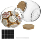 2 Pcs Glass Cookie Jars, 71 oz Wide Mouth Food Storage Canisters, Vacuum-sealed Cork Lids, Large Candy Jar for Kitchen Pantry, Marker and Labels Included, for Coffee, Tea, Flour, Beans by LUMINFLY