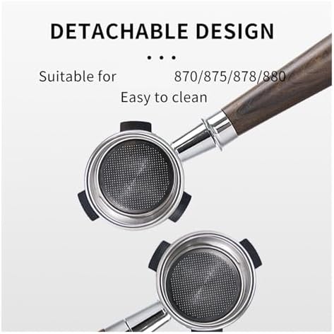 Compatible With Breville，Compatible With Sage，870 878 880 With Replaceable Filter Basket Home Kitchen Barista Accessories,54mm Coffee Bottomless Portafilter(54MM Red Wood) - Image 3