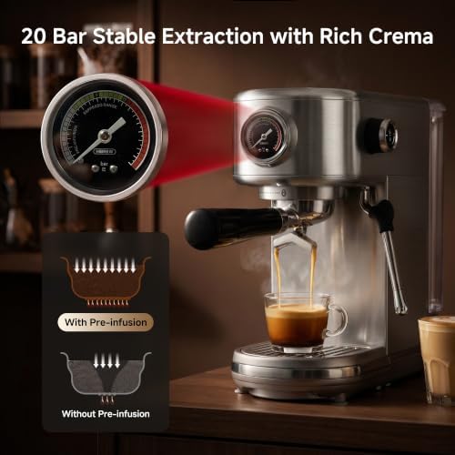 HIBREW H10B Programmable Espresso Machine with LED Display & Pressure Gauge - Image 3