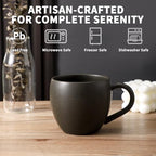 Coffee Mugs Set of 4, Black 16 oz Coffee Mugs for Latte Cappuccino Cocoa and Tea, Ceramic Coffee Cups With Handle,Stoneware Mugs for Housewarming Gifts, Microwave＆Dishwasher Safe - Image 4