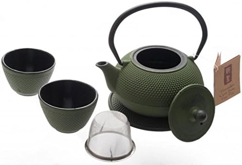 New Star International T8030 Cast Iron ARR Tea Set with Trivet, 21 Ounce, Green - Image 2