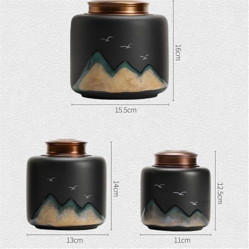 Tea Tins Ceramic Tea Canister with Spiral Suction Double Lid High Grade Sealed Storage Jar Tea Caddy(White,Large) - Image 2