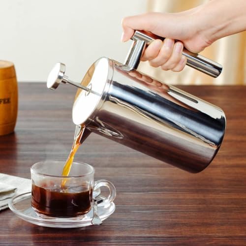 French Maker Stainless Steel Coffee Tea Maker French Espresso Press with Insulated Double Wall and - Image 2