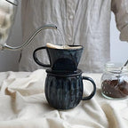Asayu Japan Ceramic Coffee Pour Over Maker Set in Dark Navy Blue - Image 3