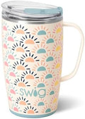 Swig Life 18oz Travel Mug, Insulated Tumbler with Handle and Lid, Cup Holder Friendly, Dishwasher Safe, Stainless Steel, Travel Coffee Cup (Sun Chaser) by SwigLife