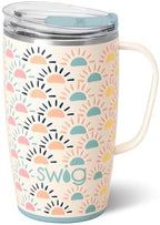 Swig Life 18oz Travel Mug, Insulated Tumbler with Handle and Lid, Cup Holder Friendly, Dishwasher Safe, Stainless Steel, Travel Coffee Cup (Sun Chaser) by SwigLife