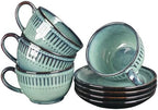 Cappuccino cup with tray, 8.5 oz. Set of 4 Ceramic Coffee Cups and Saucer Set for Latte, latte art cup, suitable for latte/cappuccino/milk/tea by Unknown