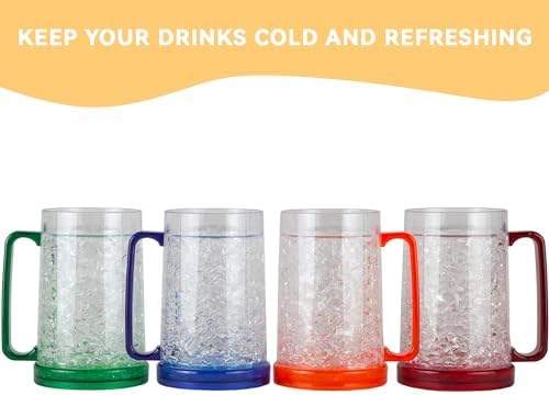 Lily's Home Freezer Beer Mugs - Set of 4 Freezable Gel-Filled 16 oz BPA-Free Acrylic Frozen Mugs for Outdoor Entertaining and Gifting - Image 4