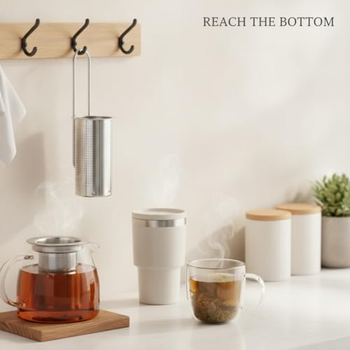 Stainless Steel Tea Strainer with Long Handle, Fine Mesh Loose Leaf Infuser for Deep Mugs and Teapots (1 Piece) - Image 2