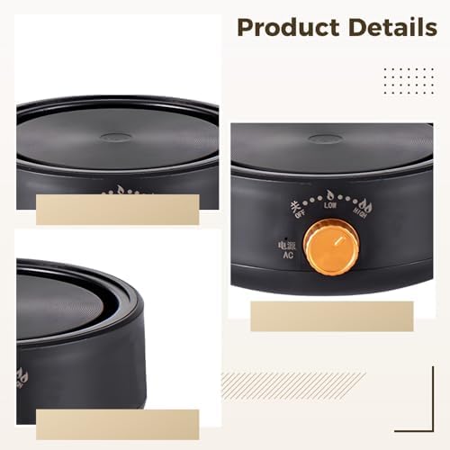Electric Mini Teapot Stove, 500W 110V Multifunctional Electric Heater for Ceramic Glass Kettle, Countertop Tea Stove with Rotary Temperature Control, 2 Power Settings, Black, Compact and Portable - Image 2