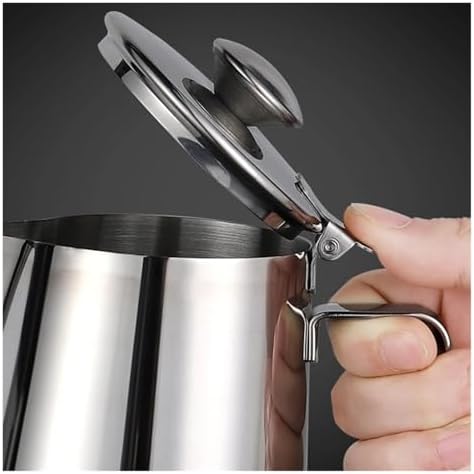 Coffee Cup Latte Art Pitcher Milk Frother Barista Steel With Lid Machine With Graduated(1000ml,No lid) - Image 2
