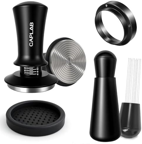 51mm Espresso Accessories Kit, Spring Loaded Calibrated Tamper, WDT Tool, Dosing Funnel Set, Fits Delonghi CASABREWS atatix and other 51mm Portafilters, for a Clean & Tidy Workspace by Unknown