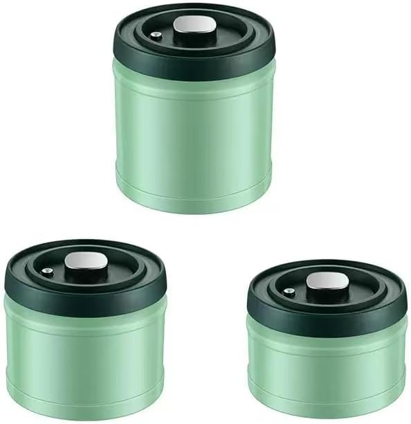 3 Size Sets Vacuum Sealed Coffee Canister, 304 Stainless Steel, Airtight Press Type Lid, for Coffee Beans, Tea, Nuts (Green) by SHAREZEVERMUZE
