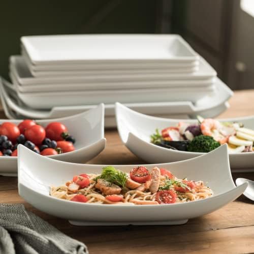 Gomakren 12 Inch White Porcelain Serving Platter Dishes Set of 3 Deep Bowl & Pour Over Coffee Maker Single-Hole Cone, Ceramic Coffee Dripper - Image 2