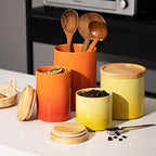 Sweejar Ceramic Food Storage Jar, Stackable Kitchen Canisters, Containers with Airtight Seal Wooden Lid for Serving Coffee Bean, Flour, Tea, Cookies, Spice and More - 58 Fl Oz (Gradient Orange) - Image 3