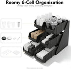 Serve Condiment Bin 3 Tier 6 Compartment Countertop Organizer Tea Station Organizer 20" L x 11" W x 13.8" H Plastic Containers Storage Bins for Coffee Shops Restaurants Dessert Shops bars - Image 2