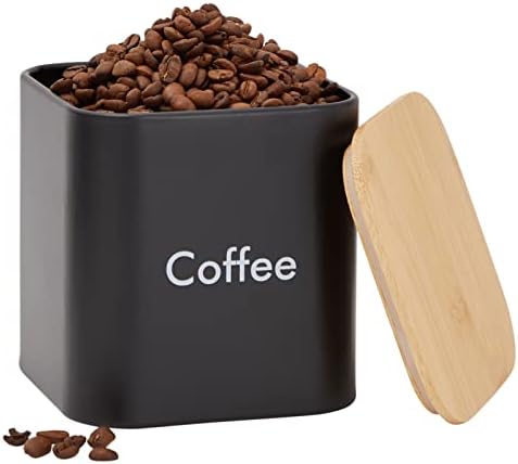 Juvale Coffee Tea Sugar Container Set - Black Iron Square, 3 Pack, 48 oz Each - Coffee Bean Storage & Sugar Storage - Countertop Kitchen Canisters with Tight Seal Lids - Image 6