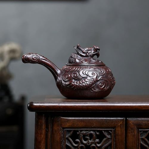 Tea Kettle Original Ore Retro Red Clay Panlong Teapot Household Side Handle Kung Fu Tea Set Ceramic Tea Infuser - Image 4