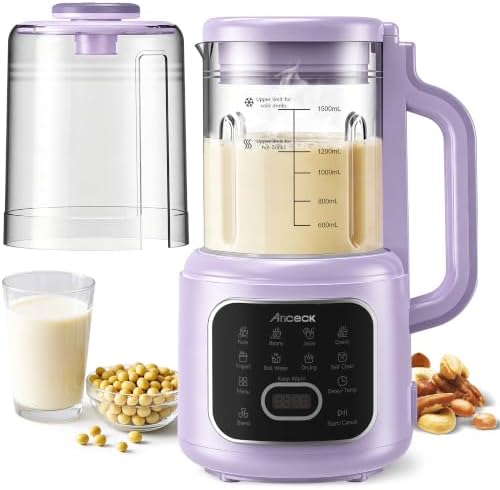 11-in-1 Nut Milk Maker - Automatic Multi-Function Milk Machine for Almond Milk, Oat, Soy, Yogurt,Juice with Self-Cleaning, Delay Timer, Keep Warm Ultra-Quiet(Purple) by Unknown
