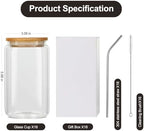ASKIZ 16Pcs Glass Cups With Bamboo Lids and Straws,16Oz Ice Coffee Cup,Drinking Glasses Cups Set,Water Bottles Glasses for Juicing,Beer,Coffee,Soda,Tea-Glass Tumbler Reusable for Gifts - Image 4