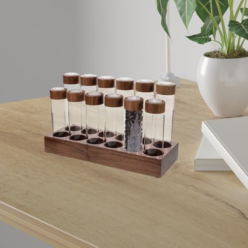 Coffee Bean Storage Tubes Glass Organizer with Wooden Holder - Image 6