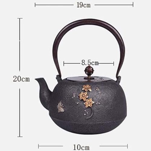 Cast Iron Tetsubin Teapot 1.2L Japanese Iron Kettle With Flower & Butterfly Pattern, Tea Pot - Image 2