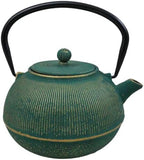 Ebros Gift Traditional Oriental Tetsubin Cast Iron Teapot With Enameled Interior 27oz Asian Japanese Chinese Fusion Housewarming Tea Pot Accent (Tokusa Green And Gold Gradient) - Image 2