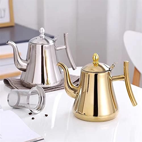 Kettle Water Tea Pot Stainless Steel Tea Infuser Filter Metal Coffee Pot Gas Stove Induction Cooker Tea Kettle Hotel Filter Milk Tea Pot (Color : Gold 1L) (Silver 1.5l) - Image 4