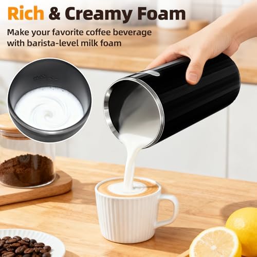 Electactic Milk Frother, 6-in-1 Electric Milk Steamer, 8.5oz/250ml Automatic Warm and Cold Foam Maker and Milk Warmer for Latte, Cappuccinos, Macchiato, From the Makers of Instant 400W, Black - Image 4
