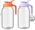 Mason Jar Pitcher Set of 2, 64oz (2quart) Glass Pitcher with Lid for Tea - Image 2
