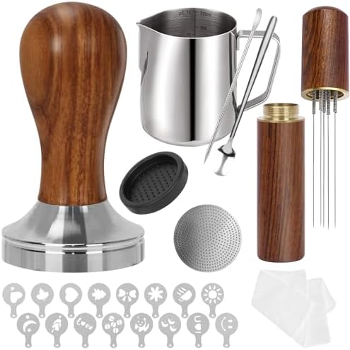 53.3mm Espresso Accessories Kit, 24PCS Coffee Tamper Set， WDT Tool,stainlesss Frothing Pitcher, Stirrer, Tamper Mat, Latte Art Pen Coffee puck screen by Unknown