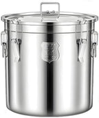 3.2Gal 304 Stainless Steel Kitchen Airtight Canister, 405oz Flour Container with Lid and Locking Clamp,10-21Lbs Metal Bucket Food Storage Container for Rice Flour Grain Coffee Bean(12L) by Unknown