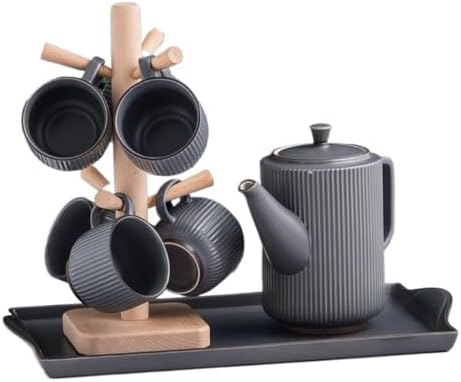 Water Pitcher Tea Cup Kettle Set Cup Home Living Room Ceramic Water Cup Coffee Cup Set Cup Water Cup Water Jug(Gris) by Unknown